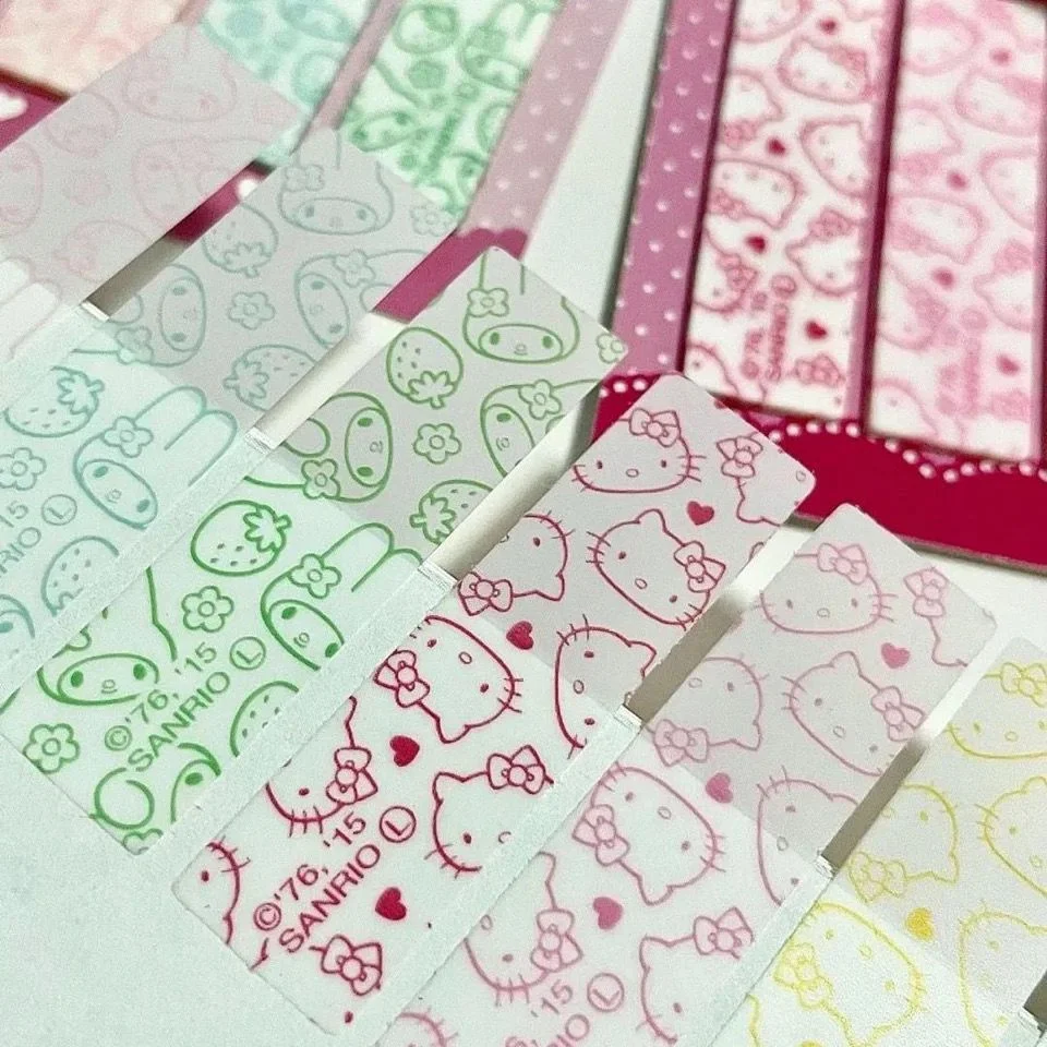 80 Pieces Kawaii Sanrio Hello Kitty Melody Index Sticker Cartoon Small Rectangular Sticky Note Sticker Tag Sticker Stationery