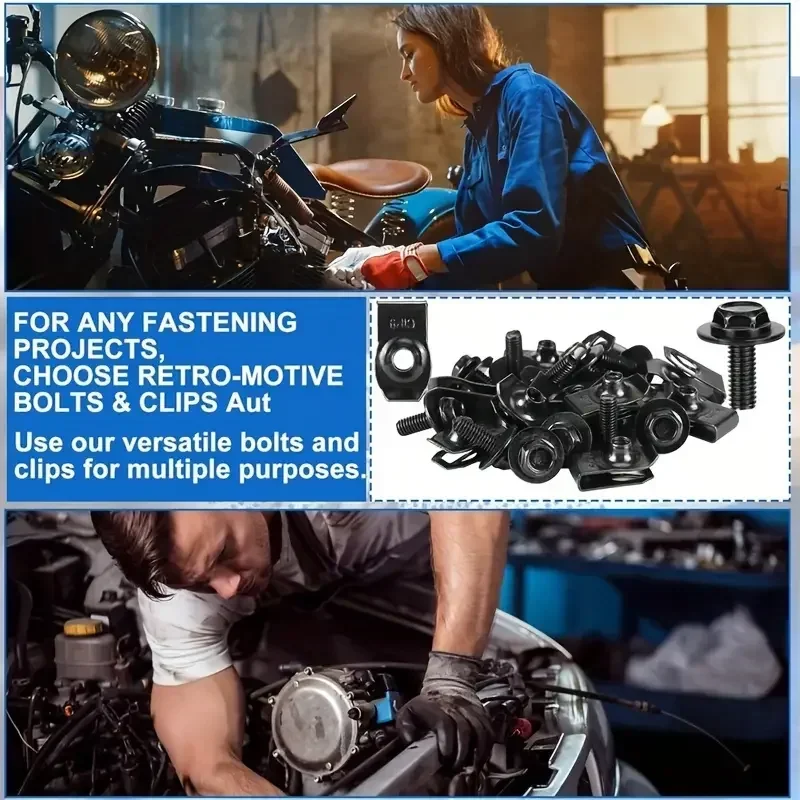 Universal Car U-nut Clips Fastener Metal Bolts Screw Fender Bumper Buckle Rivet Screws U-Type Clips Car Accessories