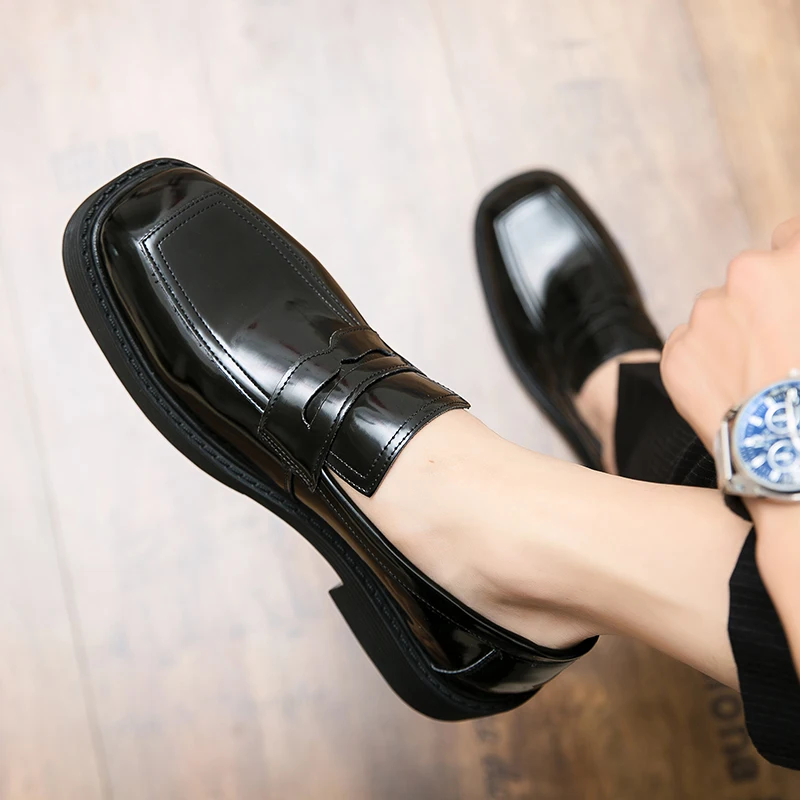 

New Men Leather Shoes Height Elevator Shoes for Men Luxury Dress Shoes Slip on Business Comfortable Increase Wedding Loafers