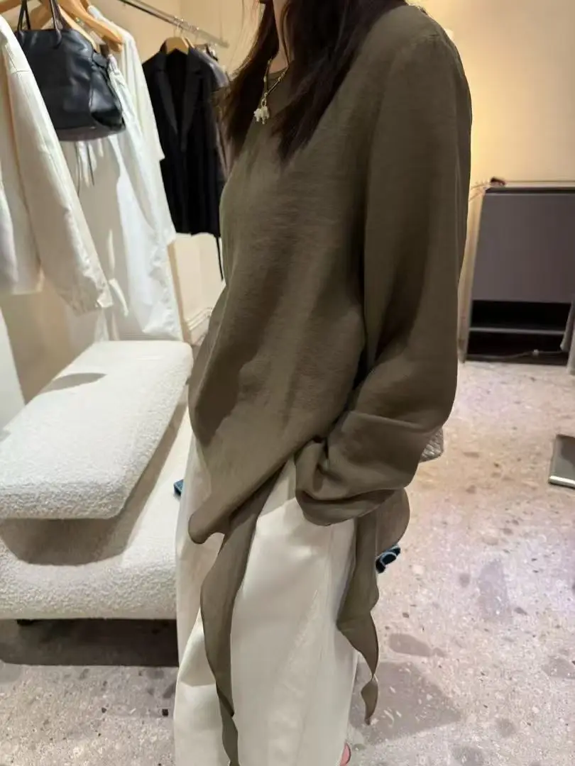 

Asu ow Artistic Sle round Ne Asymmetric Loose Fit Slimming irt Spring 2026 New Arrival Women's Premium Faion Clothing