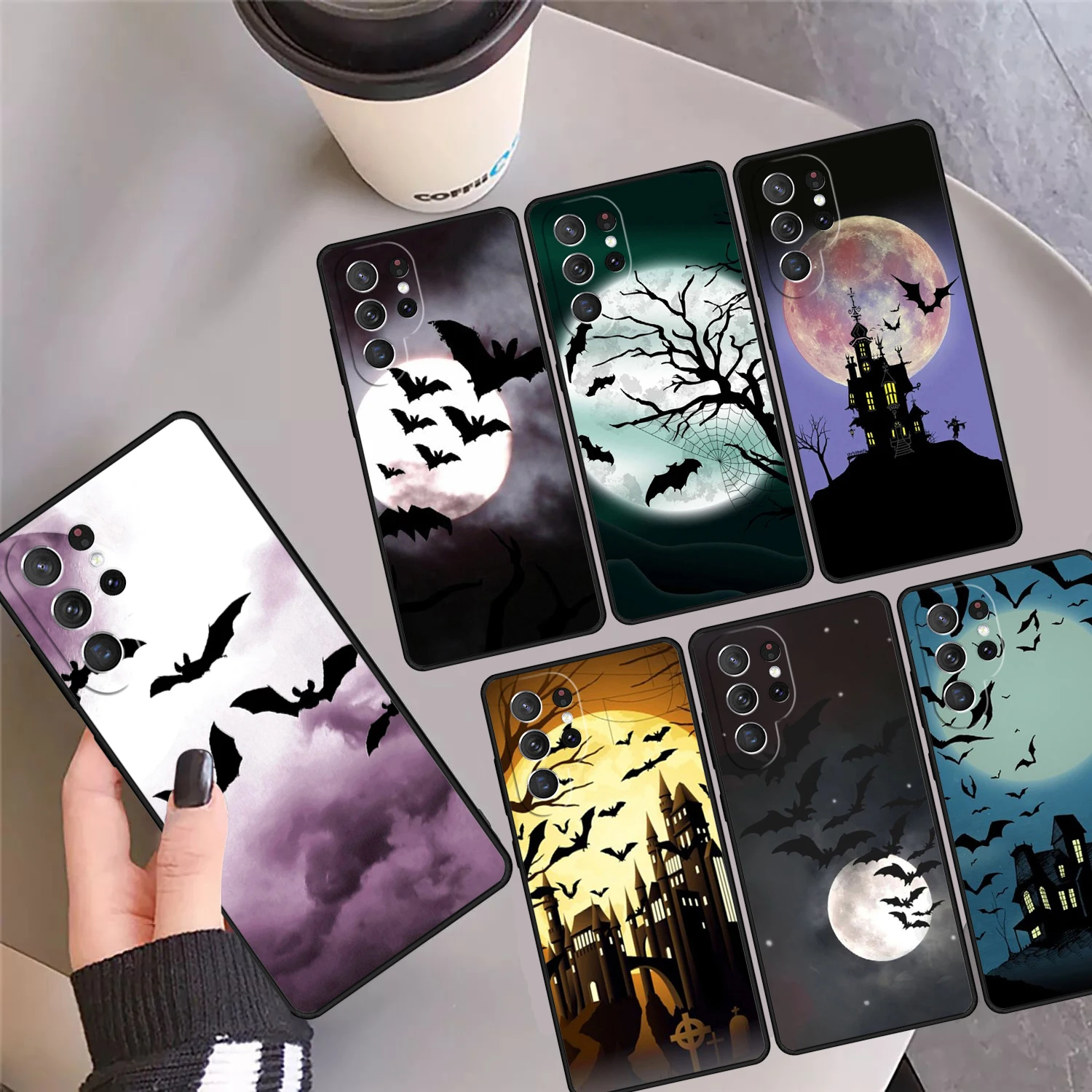 

Vampire Bats Full Moon Phone Case Cover For Samsung Galaxy S24 S25 Ultra 23 S22 Plus S21fe Lite S20 Note 10 Pro Note 20