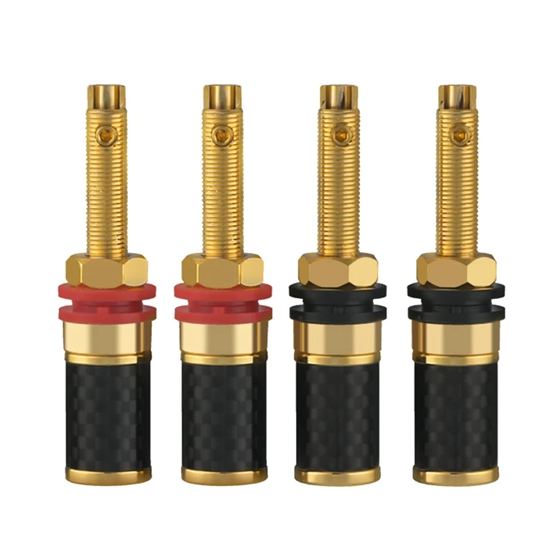 4Pcs HIFI Audio HIFI Gold Plated Copper Speaker AMP Banana Plug Socket Long Column Without Welding