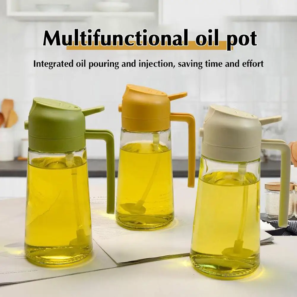 Oil Sprayer for Cooking,  2 in 1 Olive Oil Dispenser Bottle for Kitchen,  Premium Glass Oil Bottle,