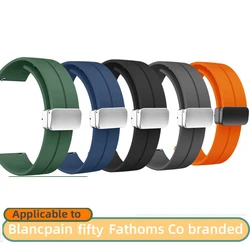 Soft silicone strap 22mm for Swatch Blancpain Fifty Fathoms Co branded Five Ocean Men Women Bracelet Blue Orange Green Grey tool