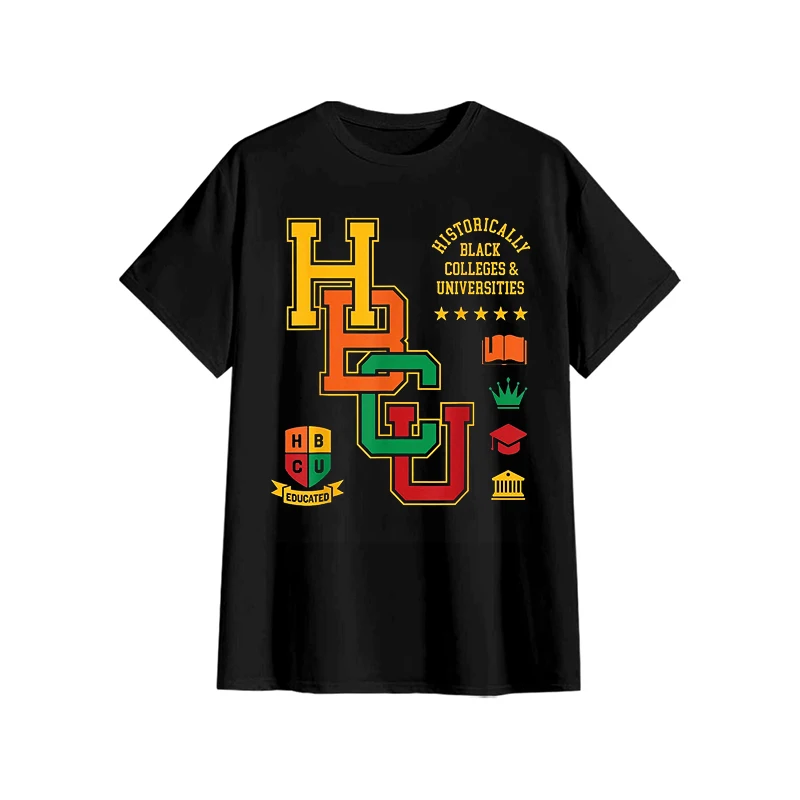 تي شيرت HBCU (كلية التاريخ الأسود والجامعة) ناعم ومسامي مريح وكاجوال رياضي من القطن الخالص برقبة دائرية
