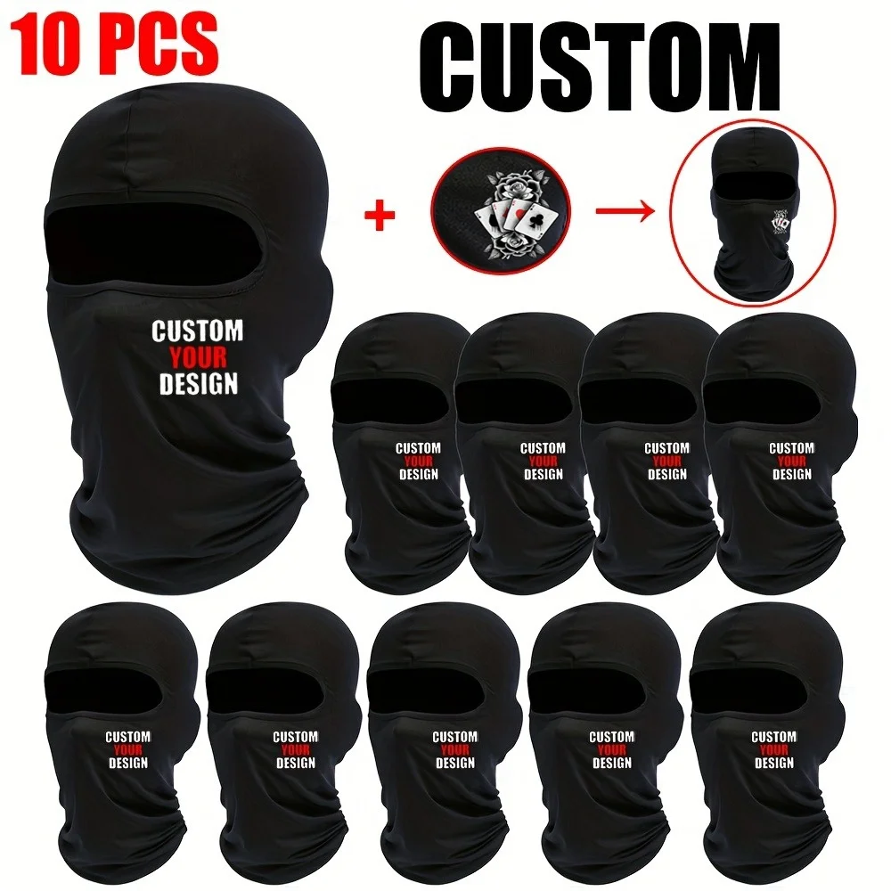10/20Pcs Personalized Custom Logo Text Face Mask Unisex Breathable Winter Ski Cycling Outdoor Sports Thermal Hood