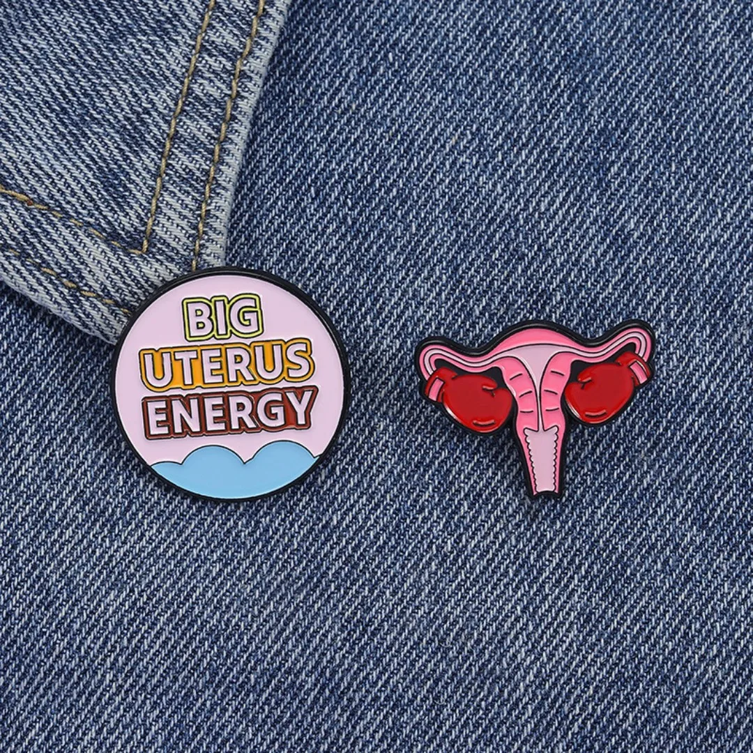 Women Feminist Enamel Pin Fight For Rights Boxing Glove Badge Big Uterus Energy Brooches Clothes Deco Jewelry Gift For Friends