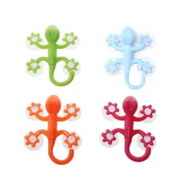 Gecko Powerful Plastic Four Suction Cups Hook Wall Hanger Decoration Bathroom S08 Drop shopping