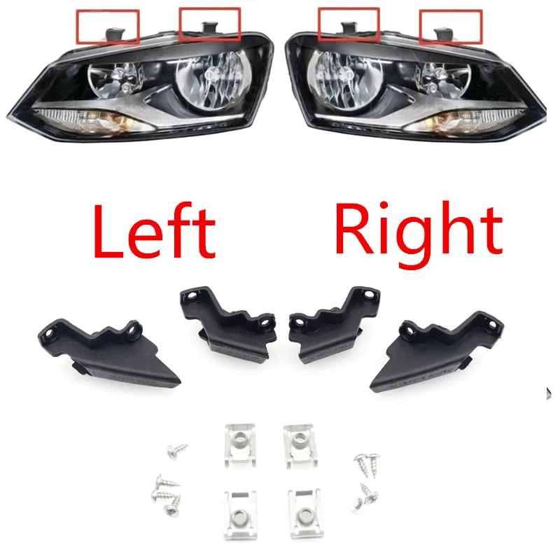 Car Front Left & Right Headlamp Bracket Clip Repair Kit Headlight Bracket Holder Base 6R0998226 6R0998225 For VW Polo 2009-2017