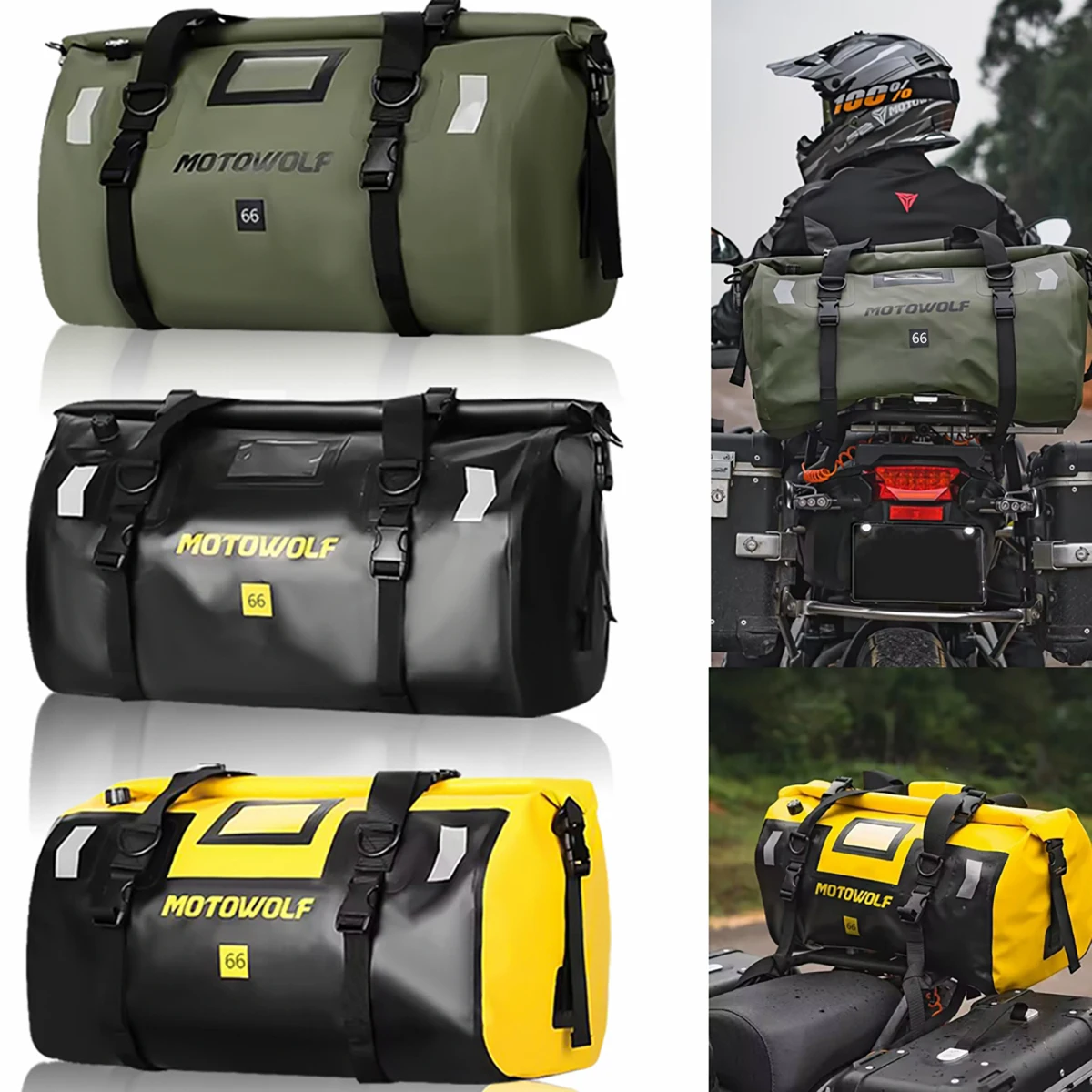 

Универсальные водонепроницаемые сумки на заднее сиденье для мотоцикла, 40 л/66 л