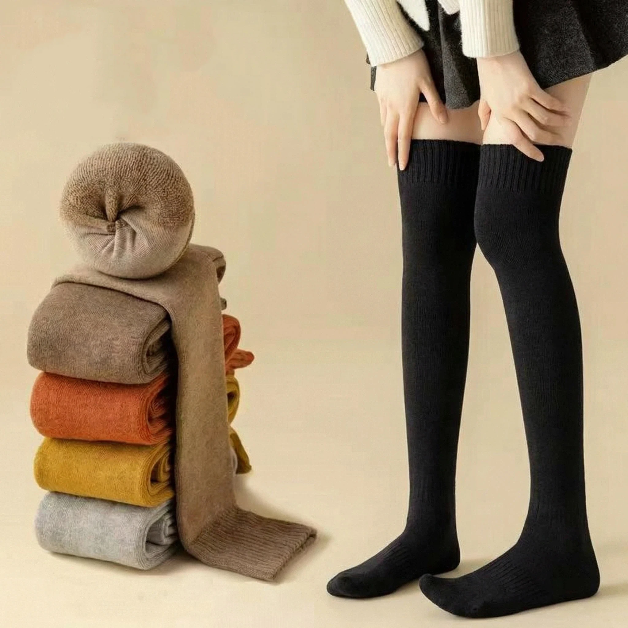 1/2/3 Paar lange Damensocken, dicke, warme Kniestrümpfe, ganzjährig, universell einsetzbar, einfarbig, hohe Socken, Schlankheitssocken