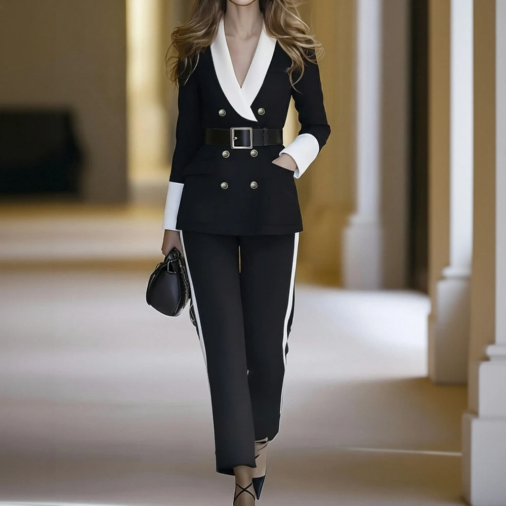 

Autumn Style Casual Fit Long Sleeve Straight Tube Arm Women's Suit Fashion Trend Straight Cut Arm Design No Decoration