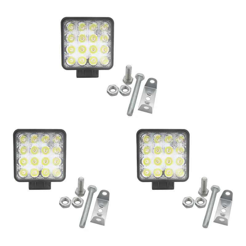 

ABKP-3X 48W 6000K LED Spot Square Work Lights Lamp Tractor SUV Truck 4WD 12V 24V