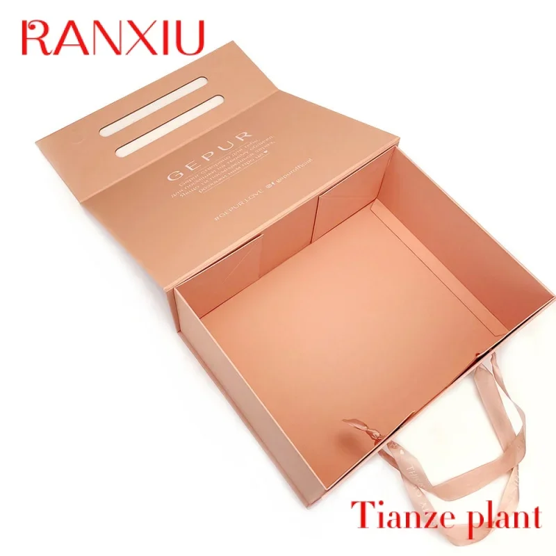 Custom Customized Folding Paper Box Luxury Magnetic Gift Boxes with Ribbon Handle for Small Business