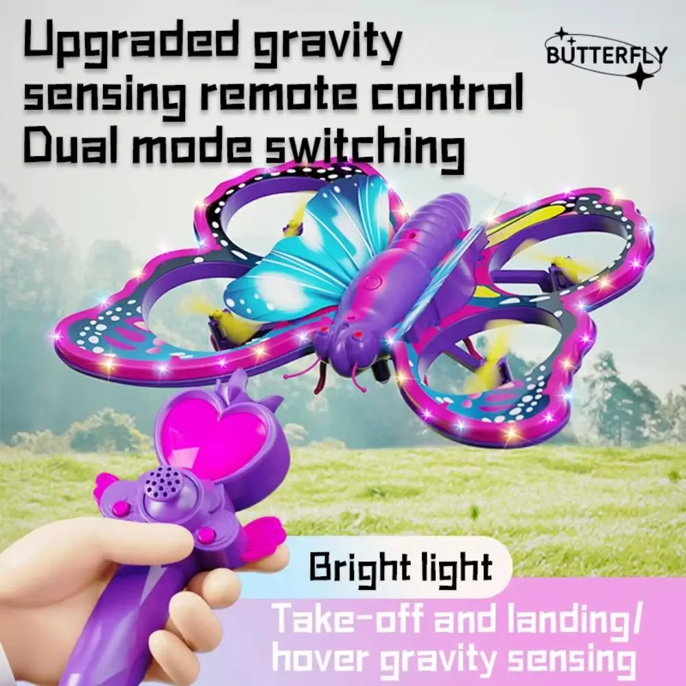 V40 Glitter Butterfly Quadcopter Airplane Model Gravity Sensing Remote Control Aircraft 2.4GHz RC Plane Mini Plane