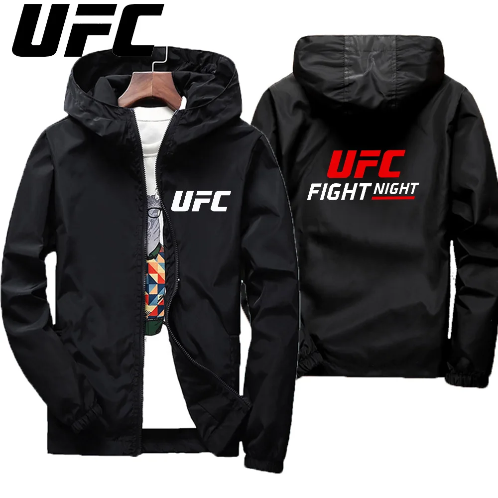 UFC سترة رجال الإطفاء غير الرسمية الجديدة للرجال، ملابس رياضية خارجية رفيعة للغاية وسحاب واقية من الشمس، صيف، نمط رياضي 2025