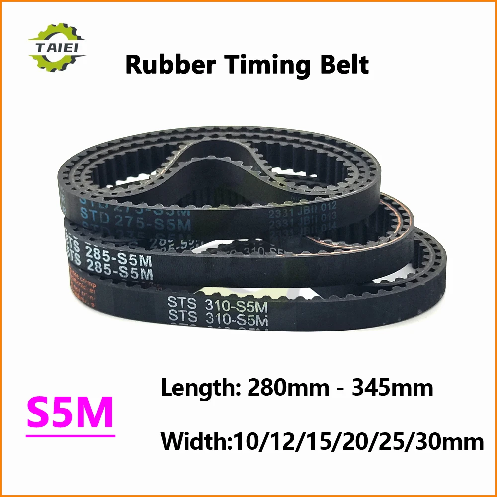 

S5M Rubber Synchronous Belt Length 280 285 290 295 300 305 310 315 320 325 330 335 340 345mm Width 10-30mm S5M Timing Drive Belt