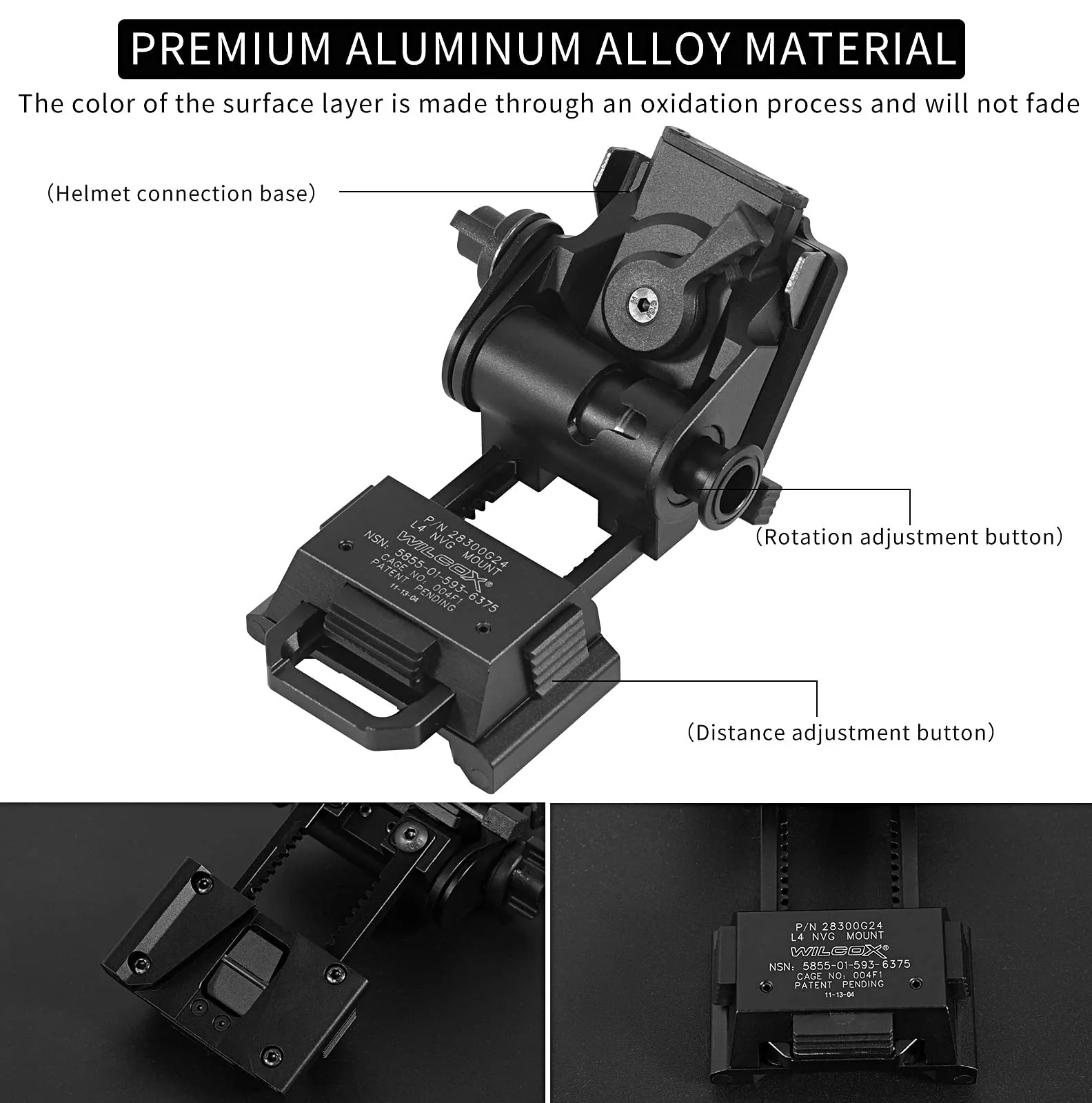 L4G24 Helmet Mounting Bracket PVS15 Night Vision Telescopic Seat Aluminum Alloy Fast NVG Multi Helmet Breakaway Adapters