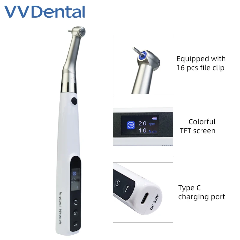 VVDental Dental Implant Torque Electric Wrench Torque Driver Dentistry Universal Implant Repair Tools with 16Pcs Screws