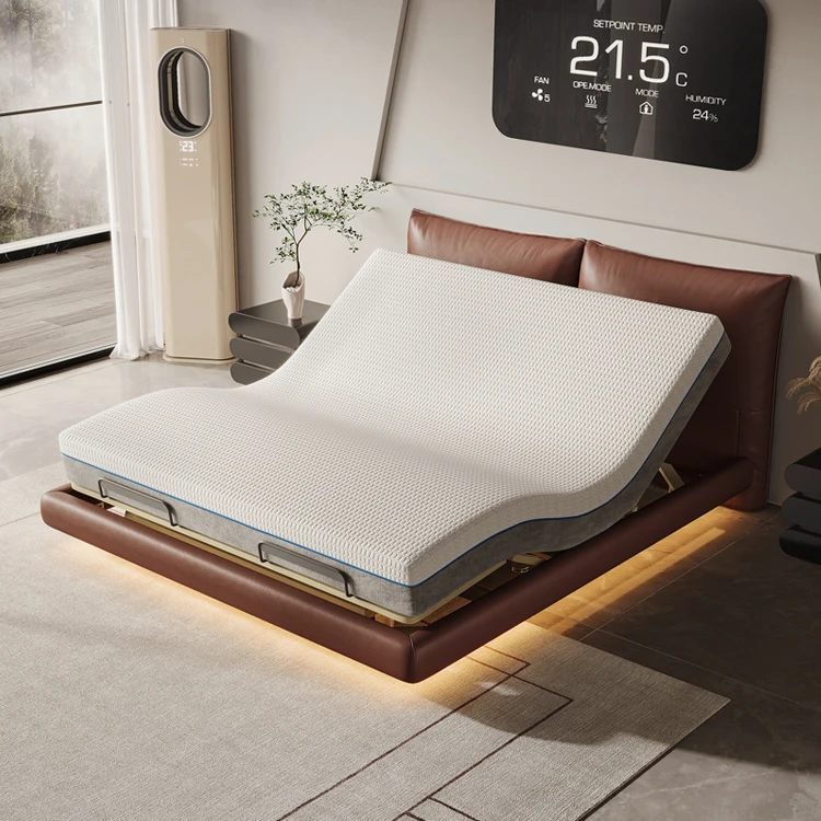 

Head and Foot Adjustable Smart Bed Mobile Phone APP Wireless Remote Control king Size Double Bed with Mattress Combination