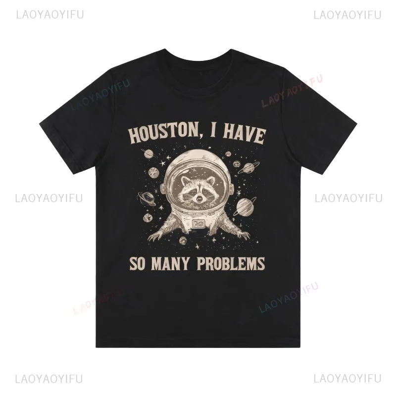 Women Tees Man Tee Raccoon Retro Tshirt Cute Raccoon Meme Tees Funny Pattern T-Shirts Funny Vintage short sleeves Streetwear