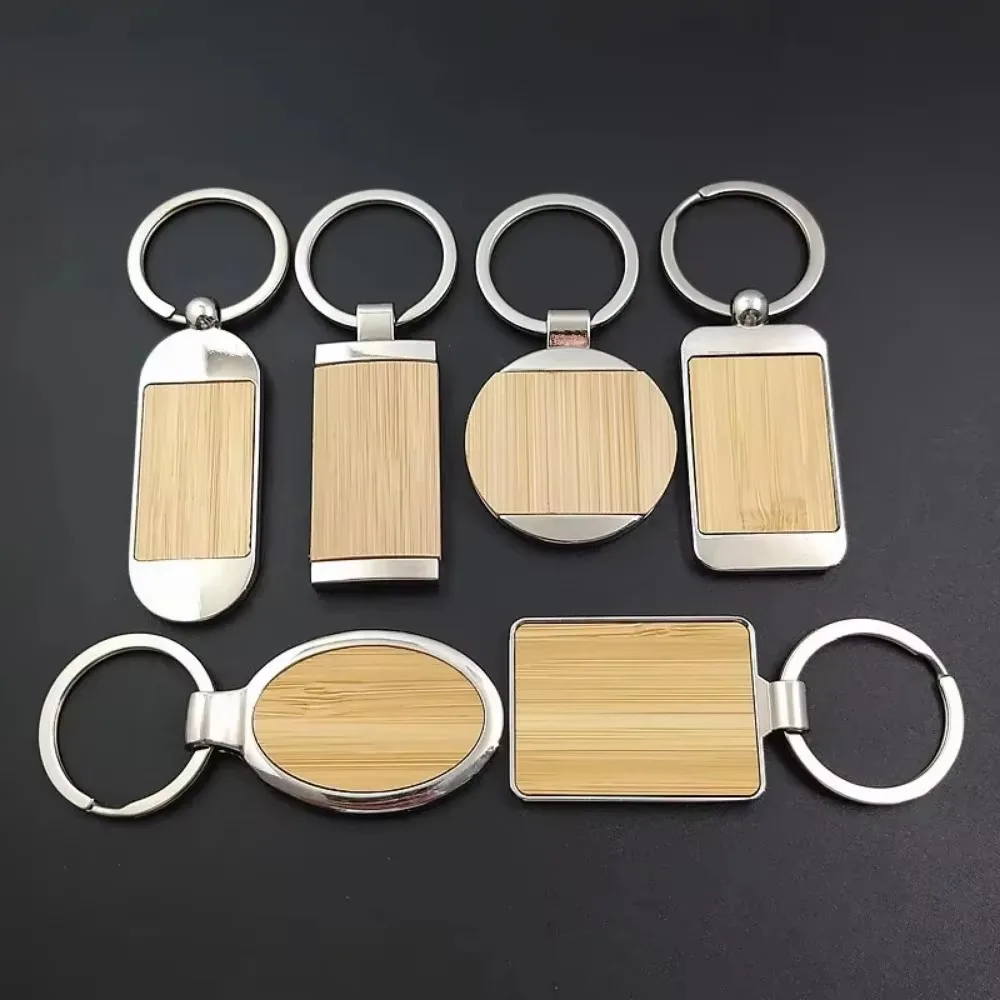 Creative Pendant Blank Single Sided Wood Keychain Spade Key Bag Car Motorcycle Metal Keyring Car Key Chains for Man Women Gift