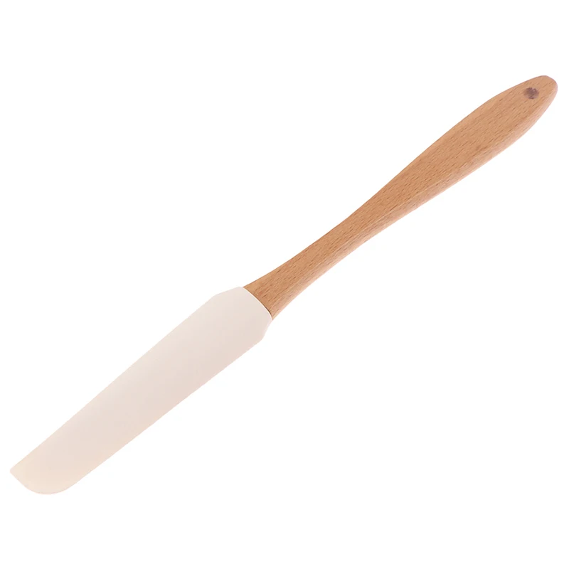 1PC Scraper Durable Wood Handle Utensil Spatula Cream Butter Removable Silicone