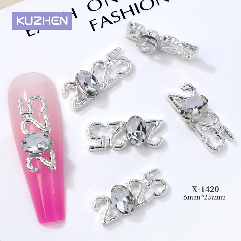 ハーフエッジネイル強化、オパールウォーターダイヤモンド、金属非対称スプライス、デジタルステレオマニキュア装飾、10個、2025