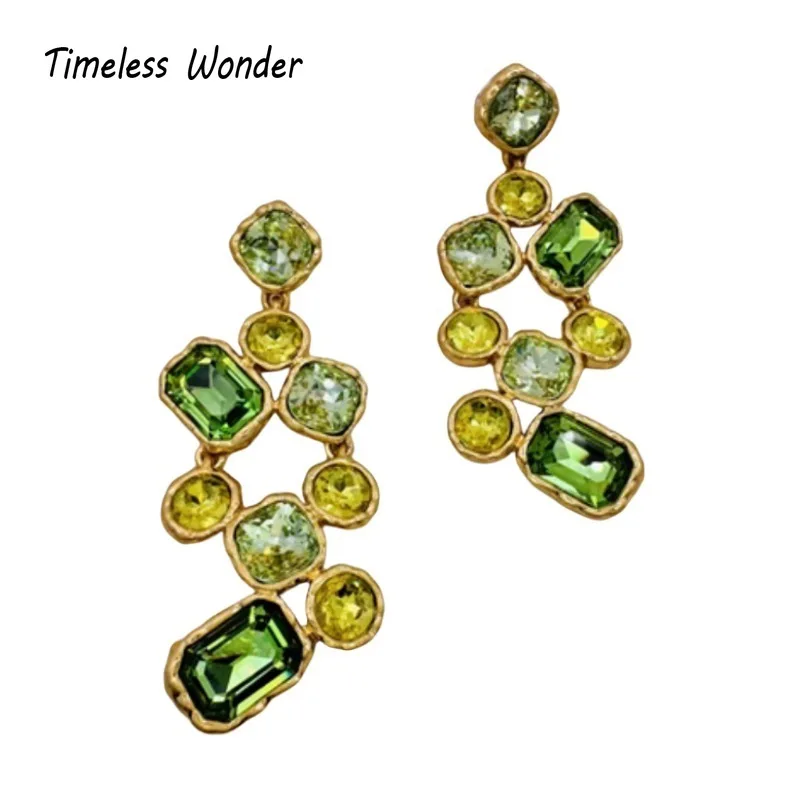 Timeless Wonder Retro Crystal Geo Stud Earrings for Women Designer Jewelry Luxury Brand Gift Trendy Vintage Mix Top Heavy 3255