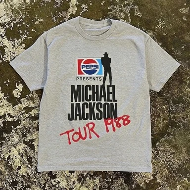 Michael Jackson Tour 1988 bedrukt Amerikaans ademend comfortabel streetwear T-shirt van hoge kwaliteit Y2k Ins - afbeelding 1
