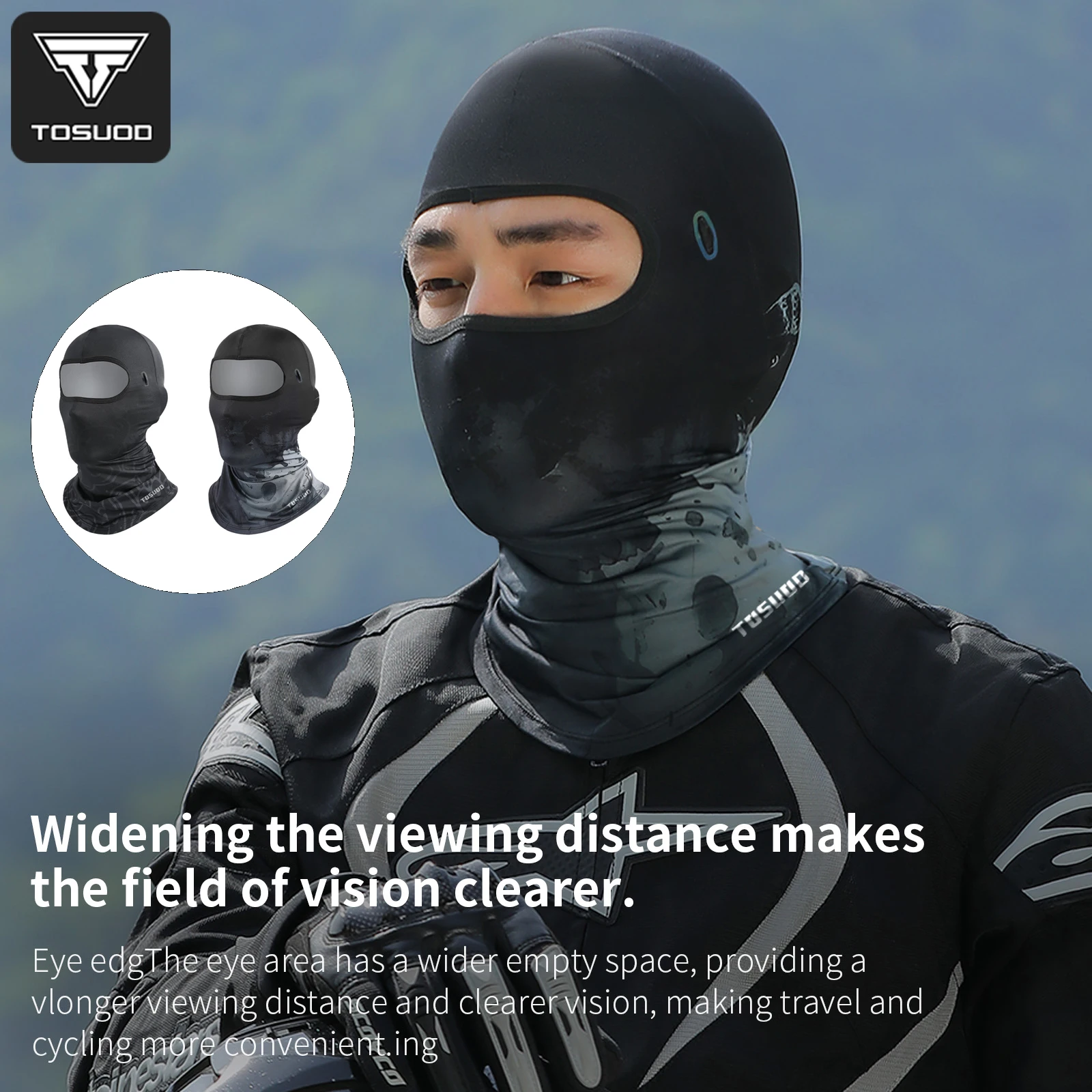 

TOSUOD Spring Summer Motorcycle Head Cover Lightweight Breathable Moisture-Wicking Quick-Drying With A Built-In Glasses Hole