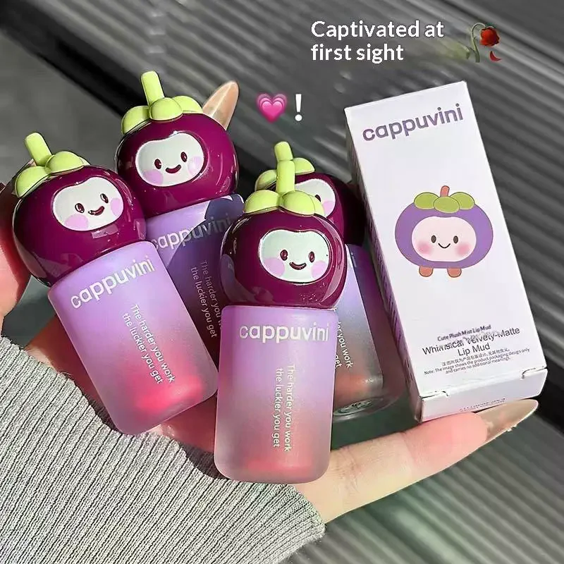 1/2 unidades de labial Cappuvini mate y brillante, efecto terciopelo, rojo rosa, de larga duración, resistente al agua, no pegajoso, maquillaje suave, labial Air Dimming Lip Mud