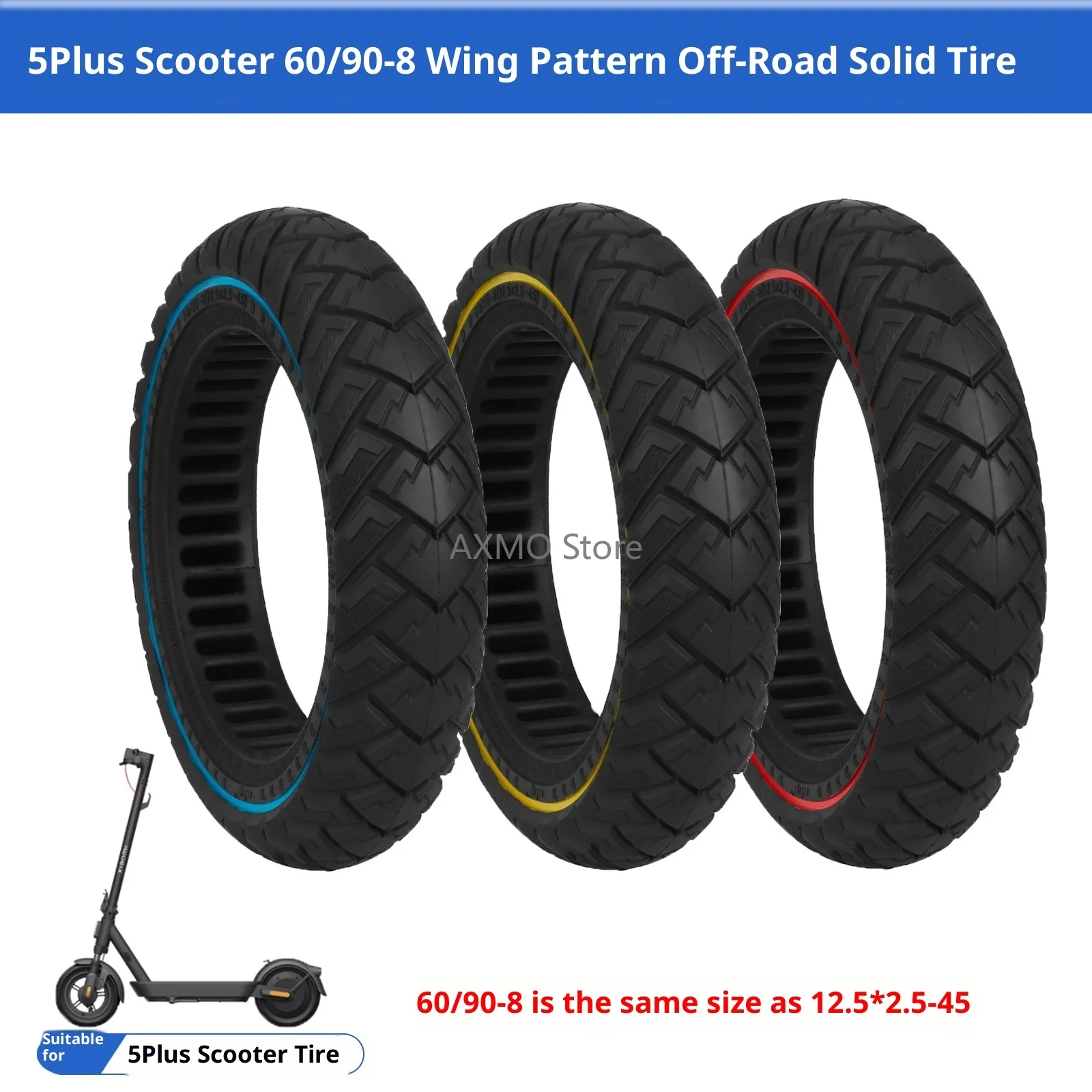 

12 Inches 60/90-8 Durable Wheel 12.5*2.5-45 Honeycomb Solid Tire 45mm Card Slot Colorful for Xiaomi 5 Plus E-Scooter Tyre