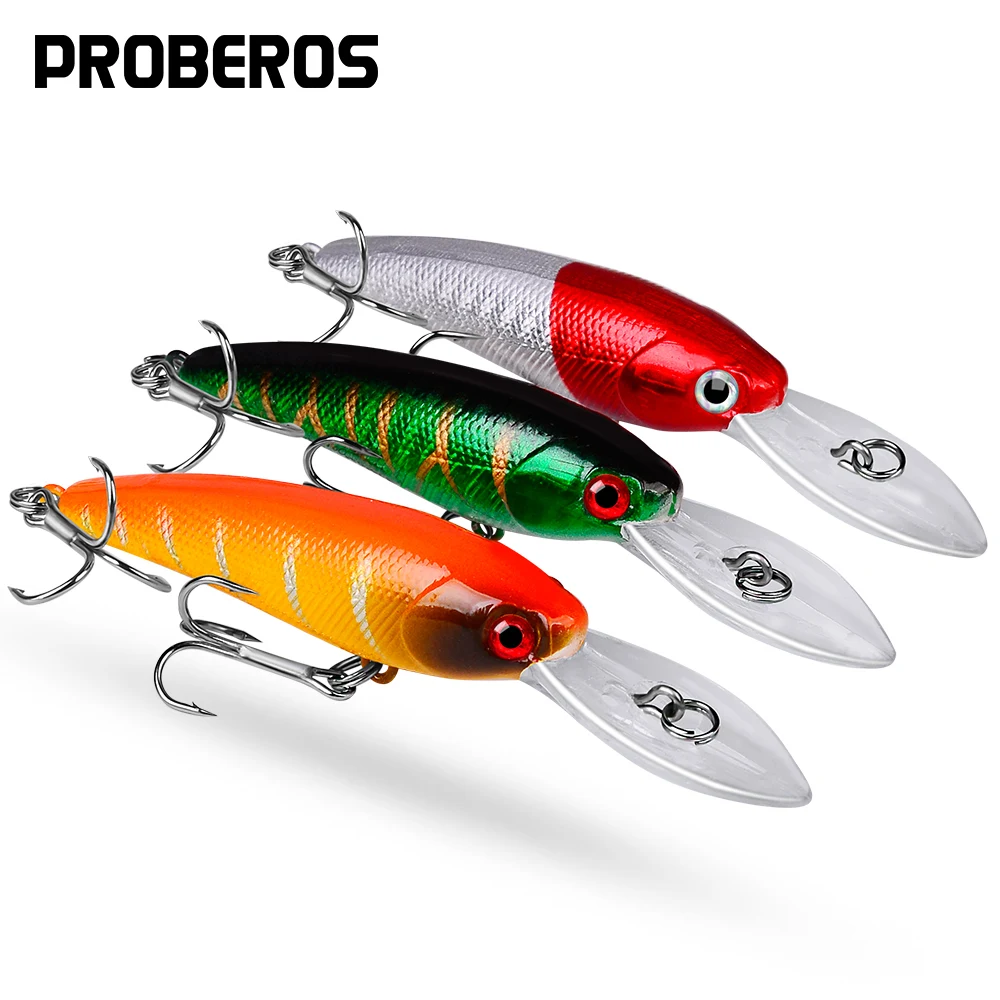 Proberos Floating Minnow, Fishing Lure 90mm 8.3g Artificial Hard Baits for Pesca Walleye Northern Pike Sturgeon