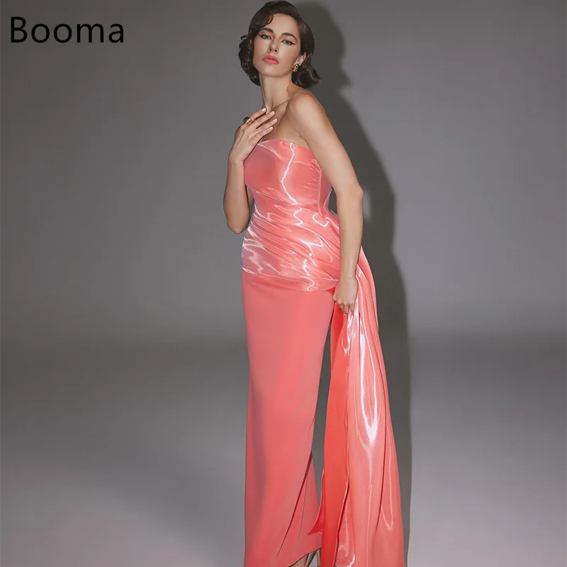 

Booma Simple Strapless Mermaid Evening Dresses Formal Party Gowns for Women Pleat Sleeveless Shiny Prom Gown Customize 2025
