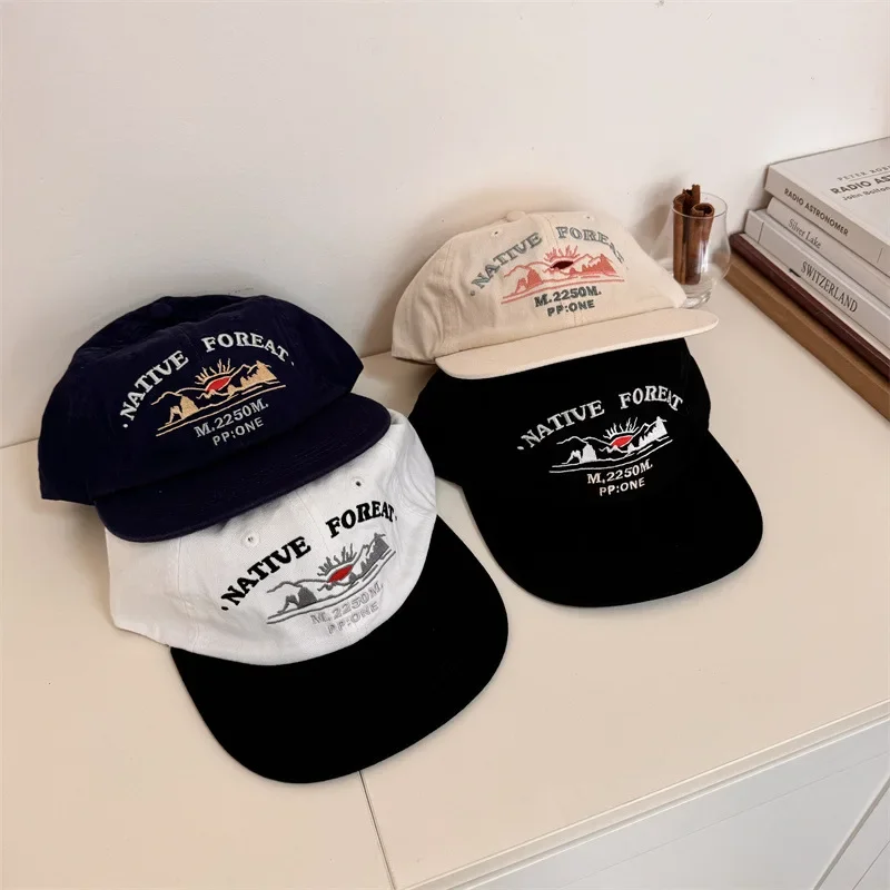 Vintage flat edge baseball cap niche street couple letter embroidery cap men and women