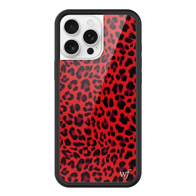 Wildflower ins Girls Red Meow Phone Case for iPhone 12 13 14 15 16 Pro Max Plus leopard print wf lovers Cute Cartoon Back Cover