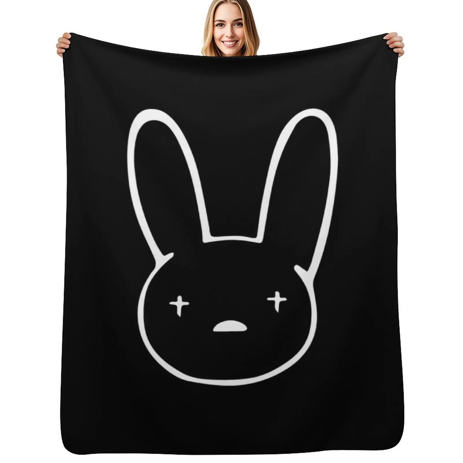 Bad Bunny Oasis Logo (White on Black) Throw Blanket Designers Soft Plaid Warm Furrys Decorative Sofa For Baby Blankets