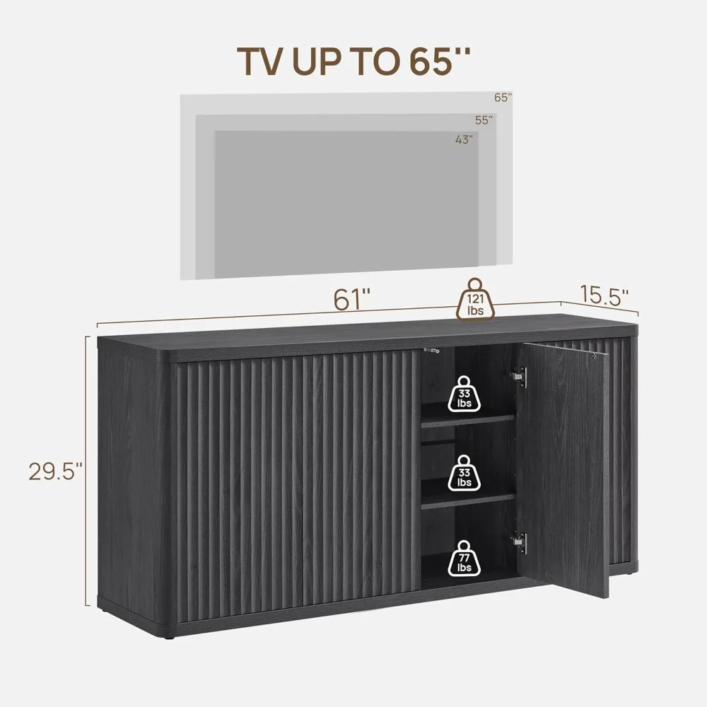 حوامل تلفزيون لغرفة المعيشة - مركز ترفيهي مع مساحة تخزين للتلفزيون مقاس 65 بوصة، حامل تلفزيون حديث طويل مخدد
