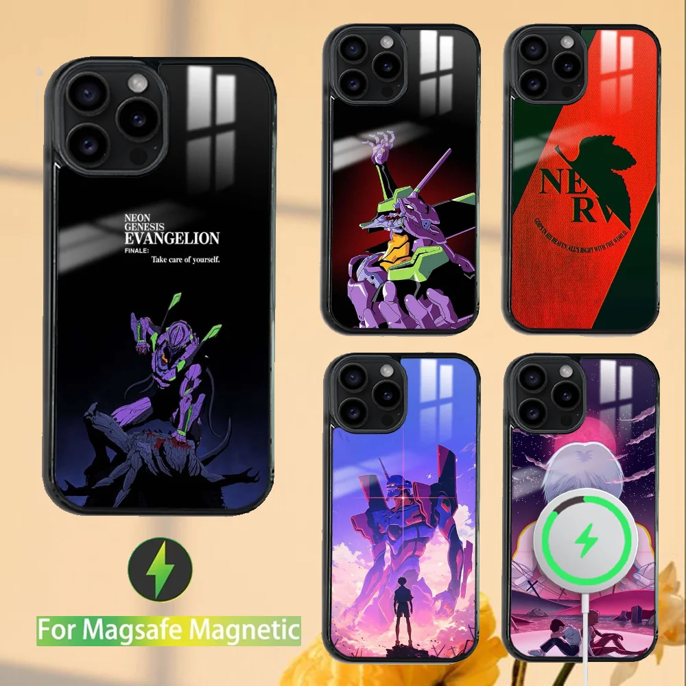 Neons g-Genesis E-Evangelions Phone Case For iPhone 16 15 14 13 12 11 PRO MAX PLUS Mini Magnetic wireless mirror phone case