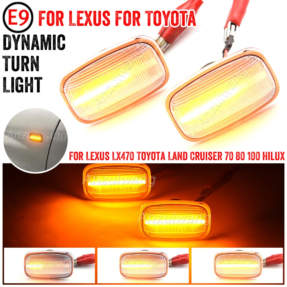 2x Led Dynamic/Normal Flash Side Marker Turn Signal Blinker Light For Toyota FJ CRUISER GSJ15 LAND CRUISER GR17 LEXUS LX470