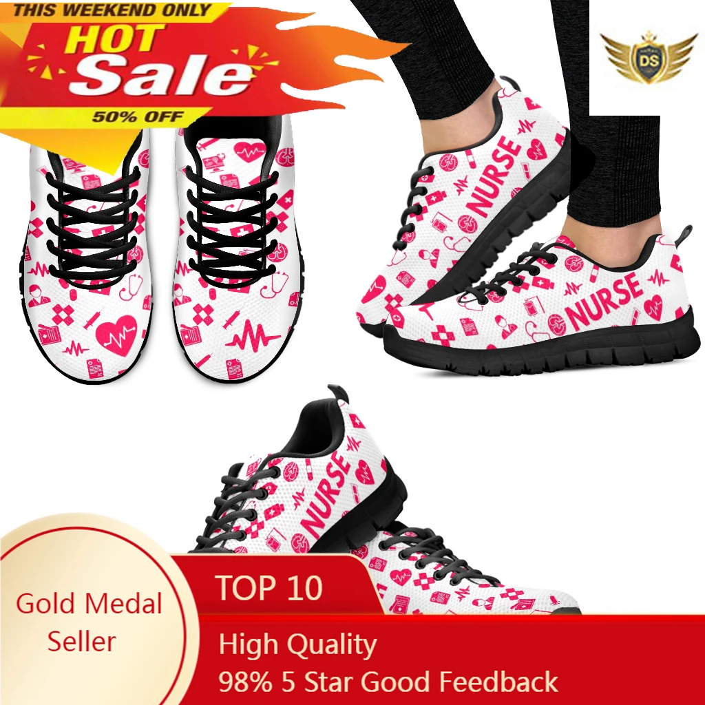 Pink Nurse Printed Shoes First Aid Medical Items Pattern Lightweight Outdoor Shoes Summer Comfortable Shoes Zapatos