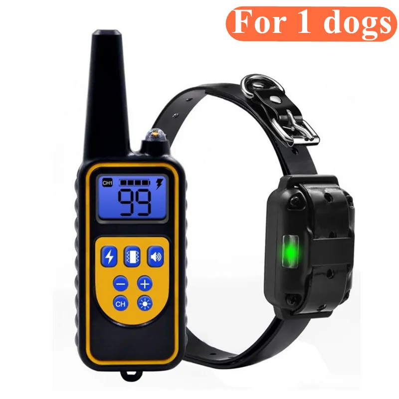 NONE 800 m elektrisches Hundetrainingshalsband, wasserdichte Haustier-Fernbedienung, wiederaufladbares Trainingshundehalsband mit Schock-Vibrationsgeräuschen 4
