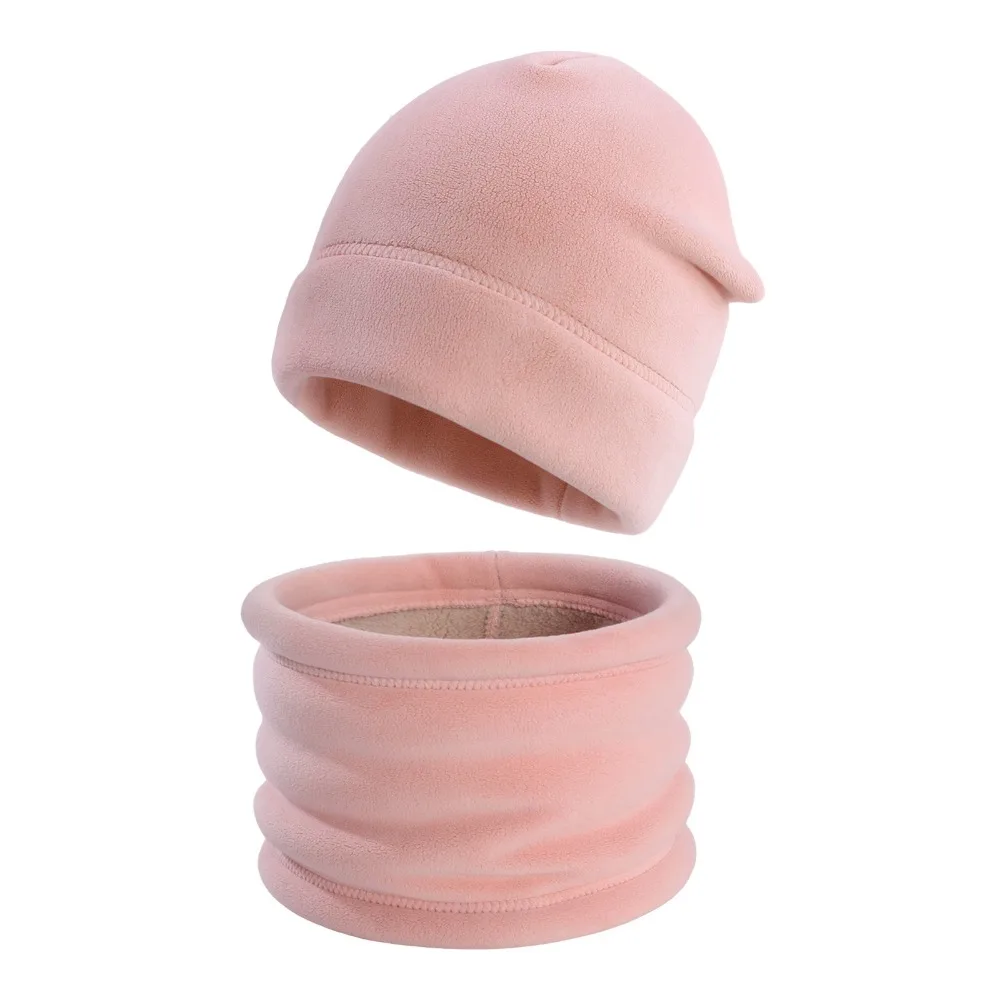 

Material Children Hat Scarf Set Cartoon Cotton Fabric Kids Beanies Sets Warm Design Solid Color Kids Hat Set Winter Season