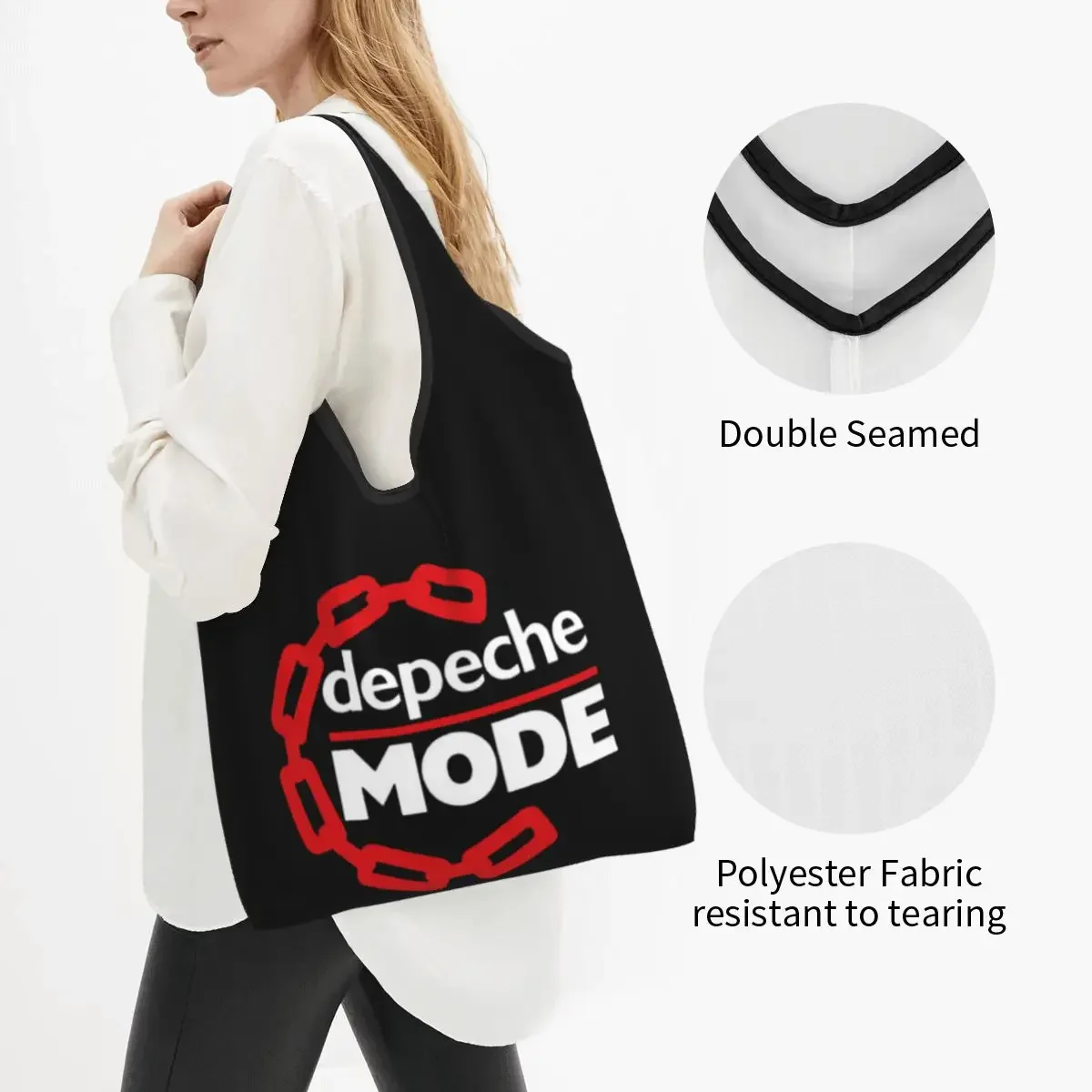 Cool Mode Electronic Rock Grocery Tote Shopping Bags Women Funny Shoulder Shopper Bag Big Capacity Handbag