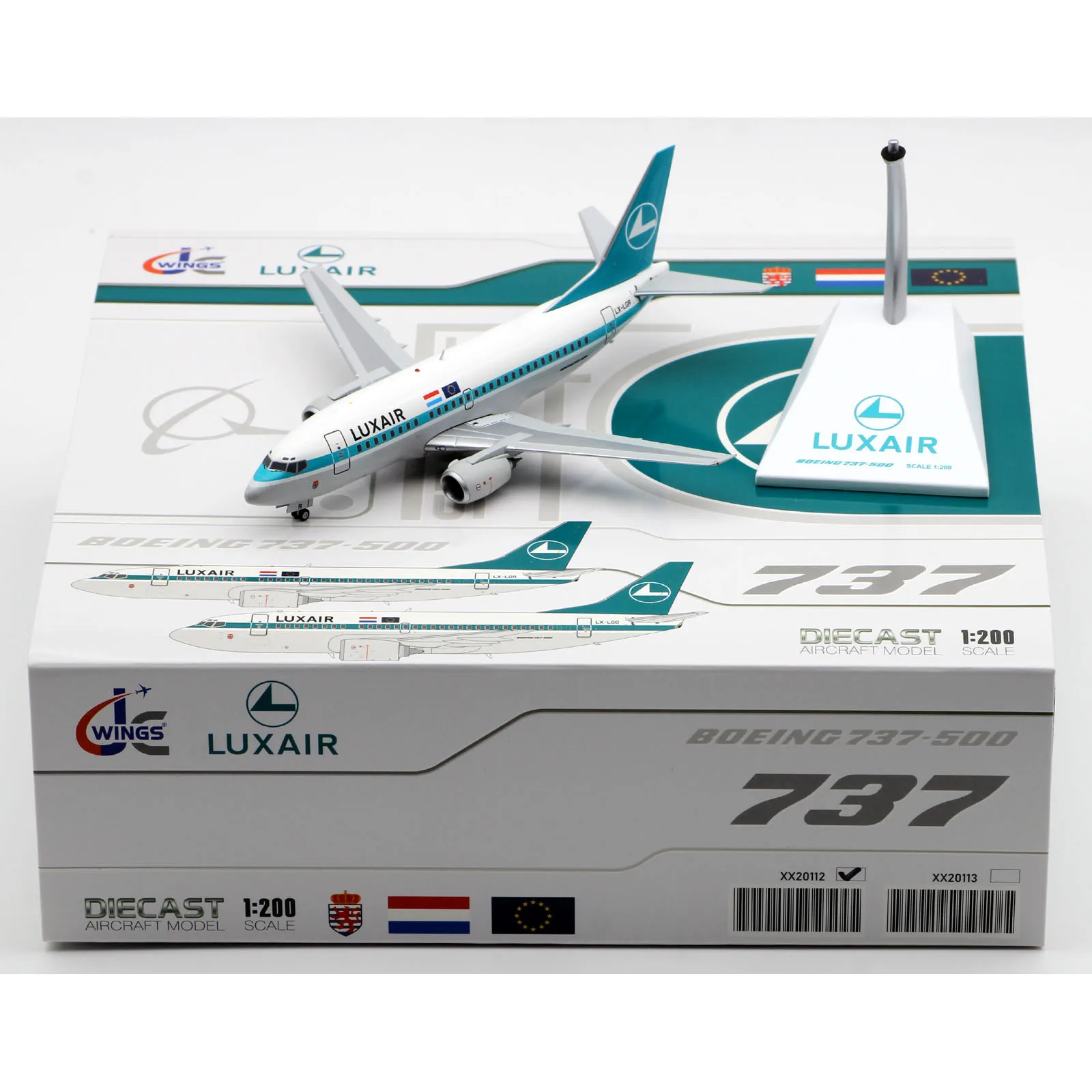 

XX20112 Alloy Collectible Plane Gift JC Wings 1:200 Lux Air Boeing B737-500 Diecast Aircraft Jet Model LX-LGR With Stand