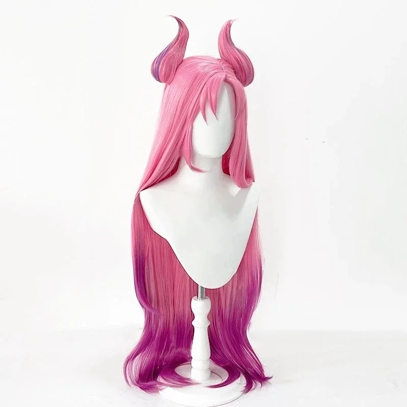 100cm game LOL star guardian Kaisa cosplay wig pink Purple Gradient long synthetic hair heat resistant Halloween wigs wig cap