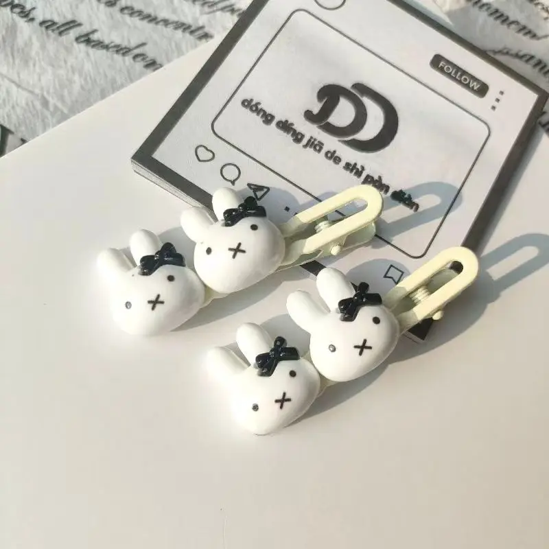 Cute Miffy Bunny Bow Hair Tie, Black Cartoon Duckbill Clip Hair Rope, Ins Style Girl Hairband for Besties view 5