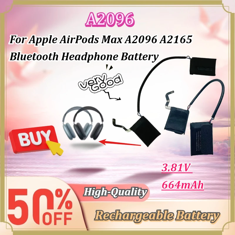 For Apple AirPods Max A2096 A2165 Headset Battery 3.81V 664mAh Li-Polymer Rechargeable Replacement Bluetooth Headphone Battery