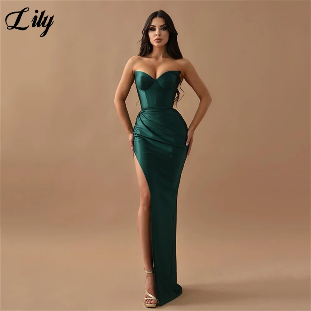 

Lily Sweetheart Formal Dresses Lace Up Back Party Dress For Wedding Sleeveless Side Split Special Occasion Dresses robe soirée